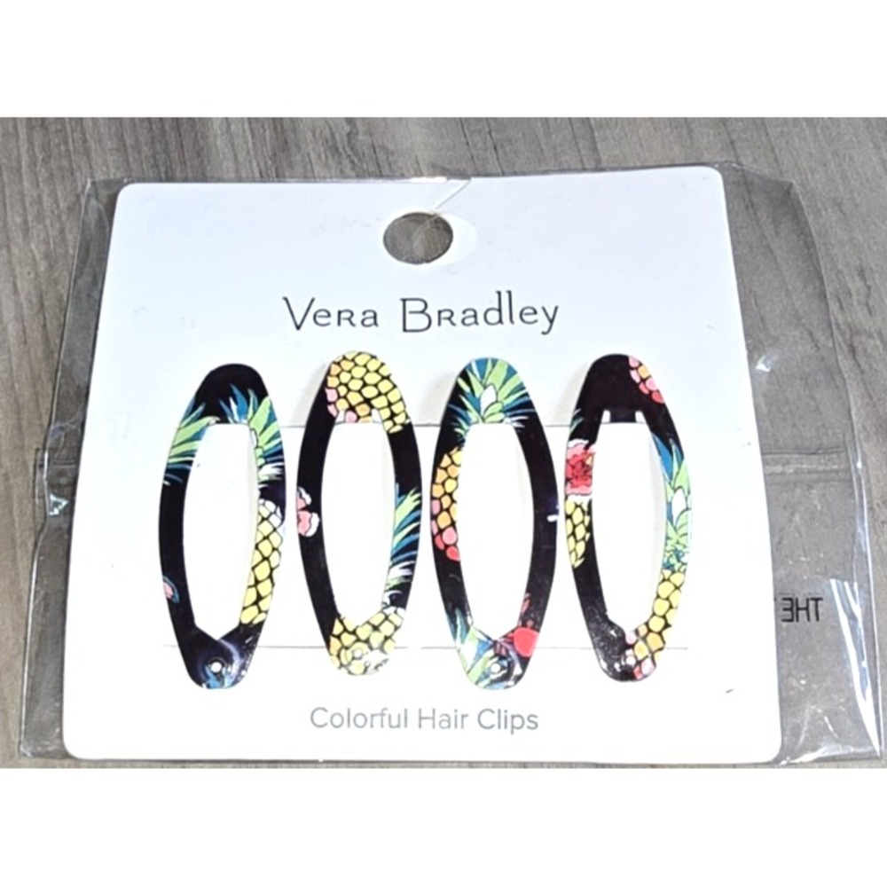 Vera Bradley Pineapple Color Combo Hair Clips (4) NEW Vibrant Stylish